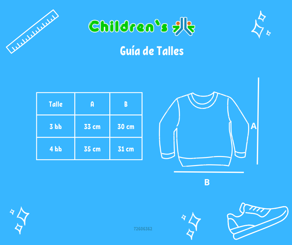 Tabla de talles — Buzo de Algodon Frizado Sin Capucha Estampado