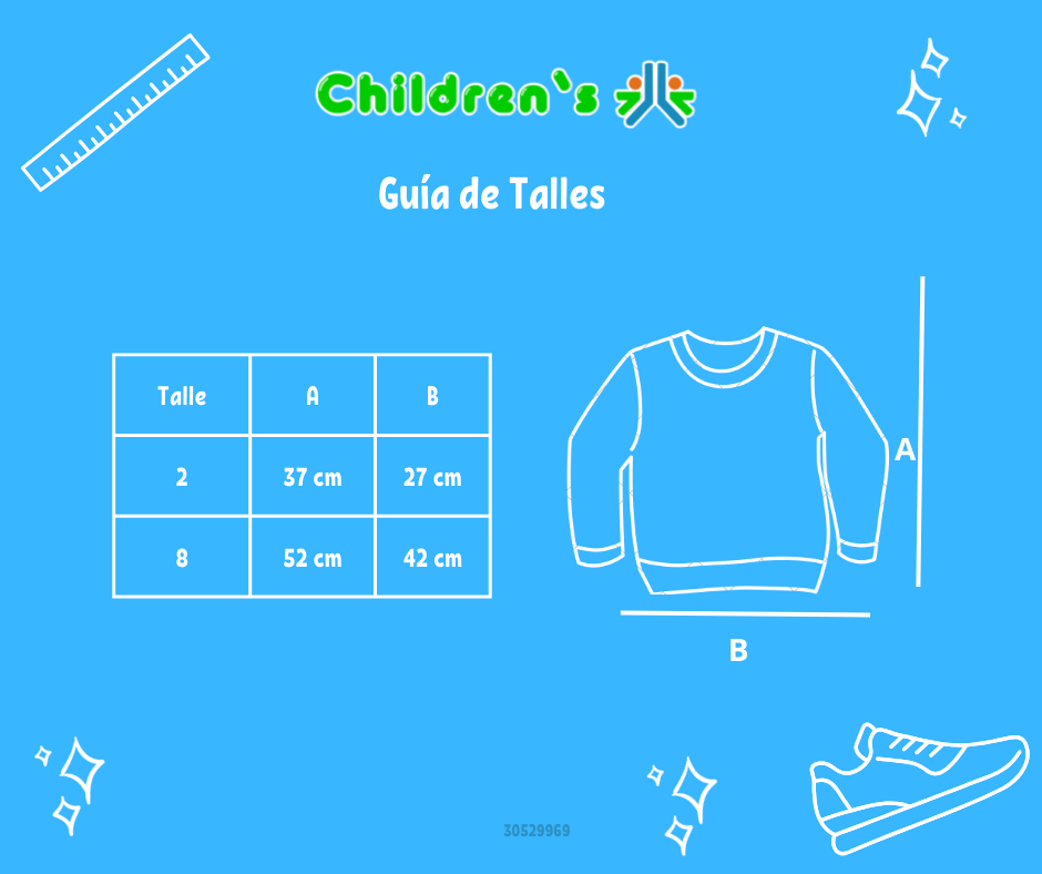 Tabla de talles — Buzo de Algodon Frizado Sin Capucha Bordado