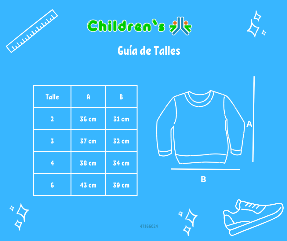Tabla de talles — Buzo de Algodon Frizado Sin Capucha Estampado 10