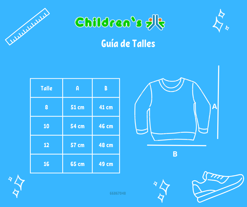 Tabla de talles — Buzo de Algodon Frizado Con Estampa