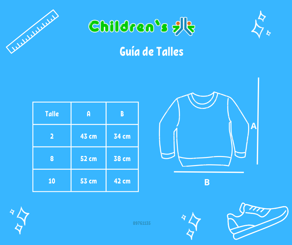 Tabla de talles — Buzo de Algodon Frizado Sin Capucha Estampado Circulos