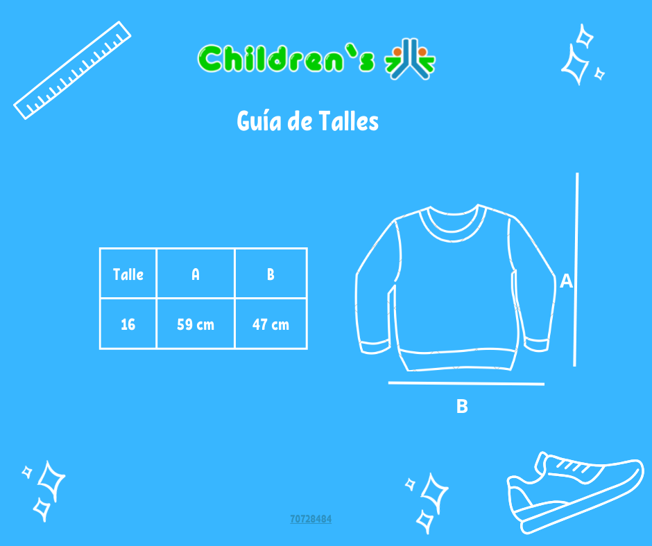 Tabla de talles — Buzo de Algodon Frizado Sin Capucha Estampado
