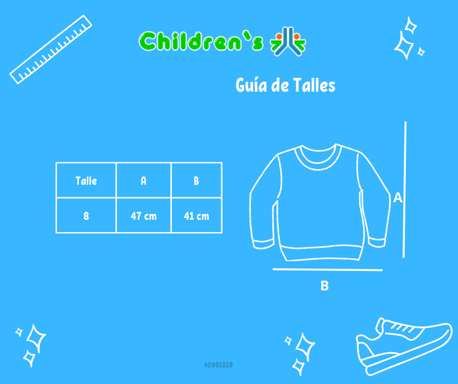 Tabla de talles — Buzo de Algodon Con Friza Flor Estampada