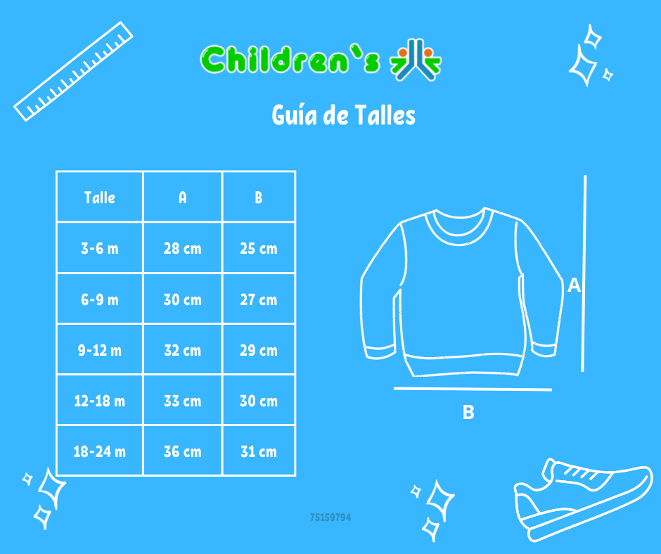 Tabla de talles — Buzo de Algodon Con Friza Sin Capucha Estampado