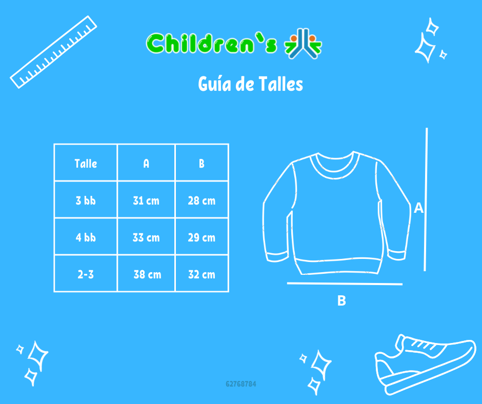 Tabla de talles — Buzo de Algodon Frizado Estampado Auto