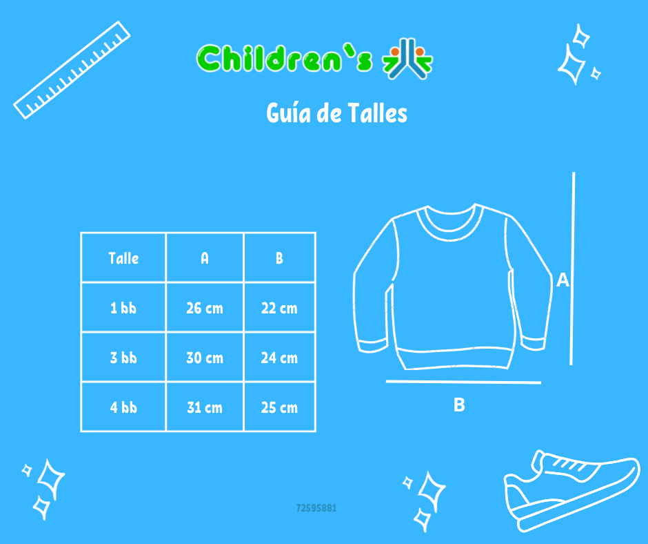 Tabla de talles — Buzo de Algodon Frizado Sin Capucha Estampado Ositos