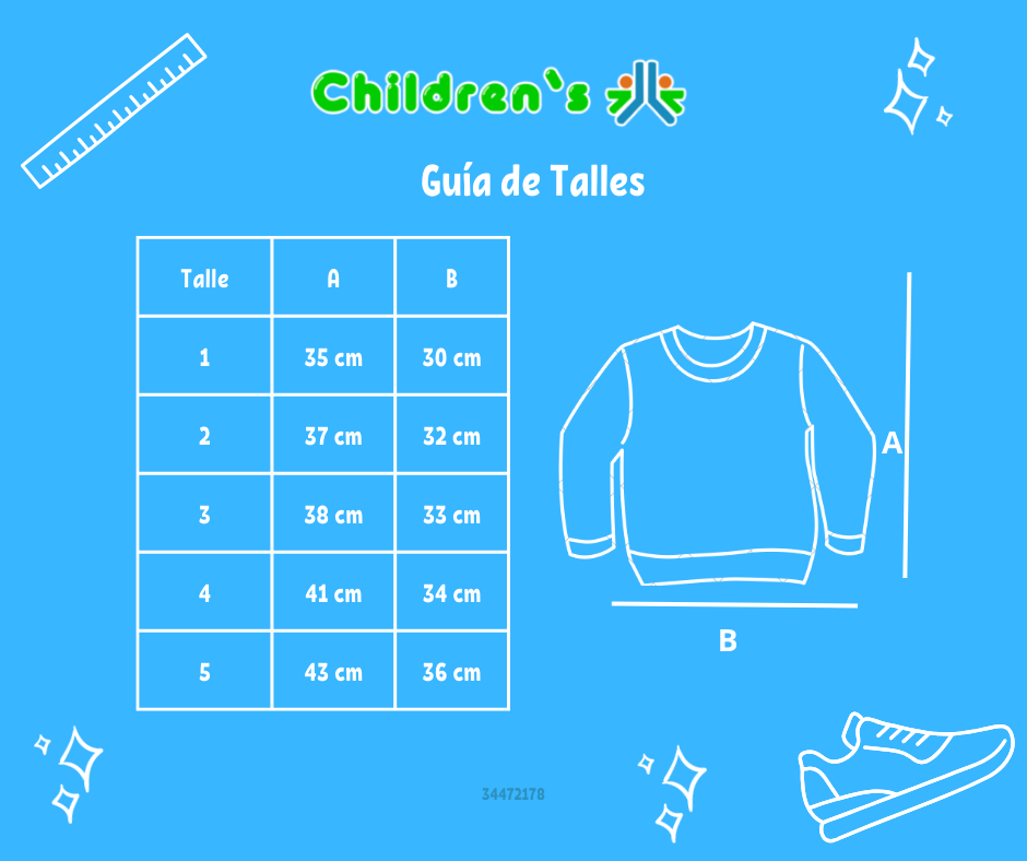 Tabla de talles — Buzo de Algodon Frizado Estampado Cuadrille