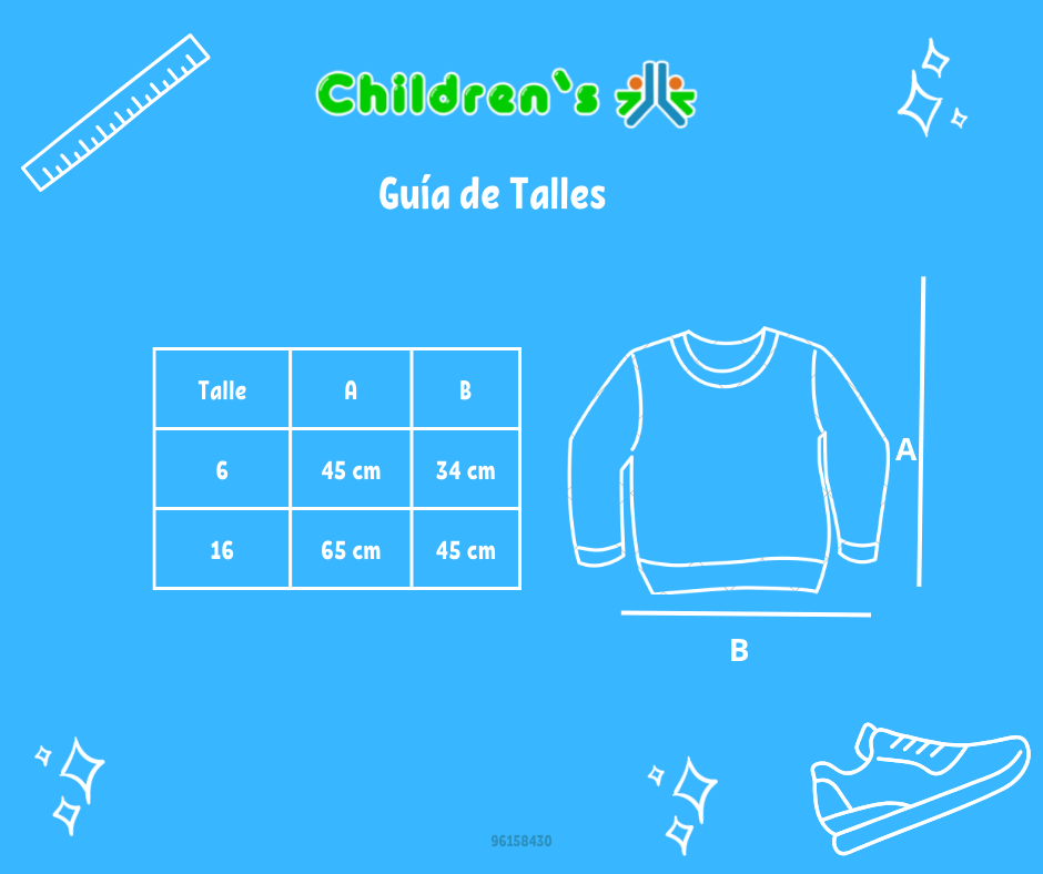 Tabla de talles — Buzo de Algodon Con Friza Estampado 70 Multicolor