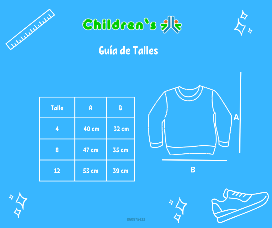 Tabla de talles — Buzo de Algodon Frizado Estampado Corona y Brillo