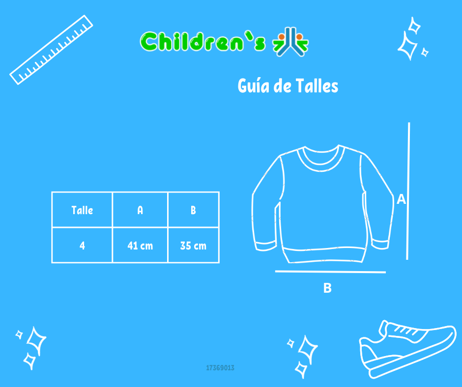 Tabla de talles — Buzo de Algodon Frizado Tipo Polera Estampado Mandala Con Brillo