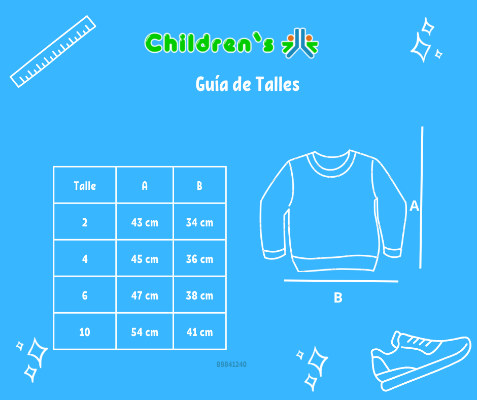 Tabla de talles — Buzo de Algodon Frizado Estampado 29 Metalico