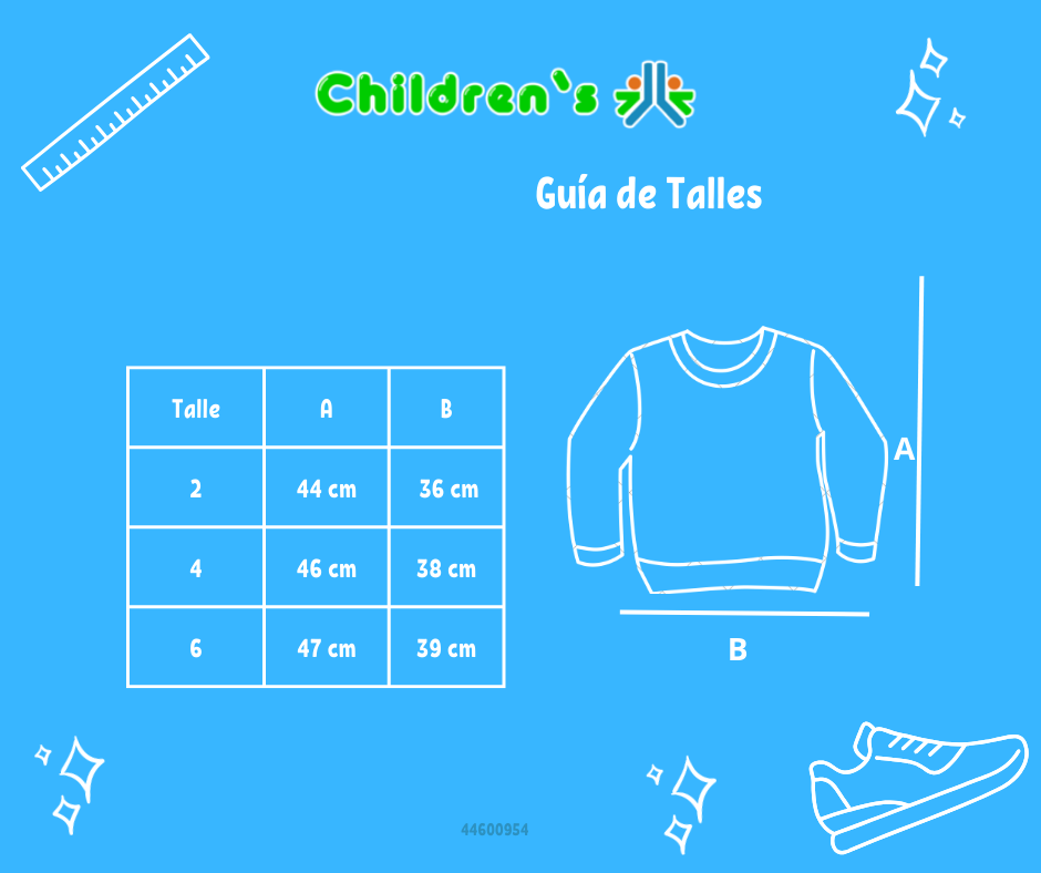 Tabla de talles — Buzo de Algodon Frizado Sin Capucha Estampado 3