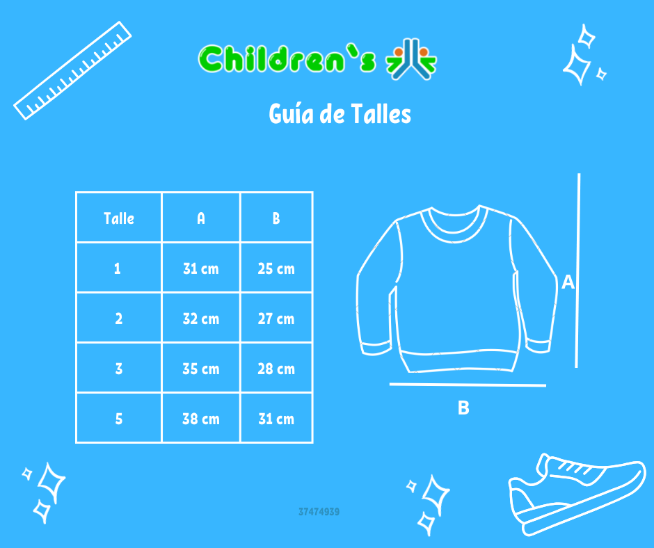 Tabla de talles — Buzo de Algodon Frizado Sin Capucha Estampado Perro
