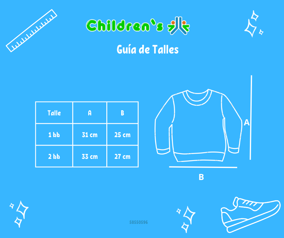 Tabla de talles — Buzo de Algodon Frizado Estampado Oso Authentic