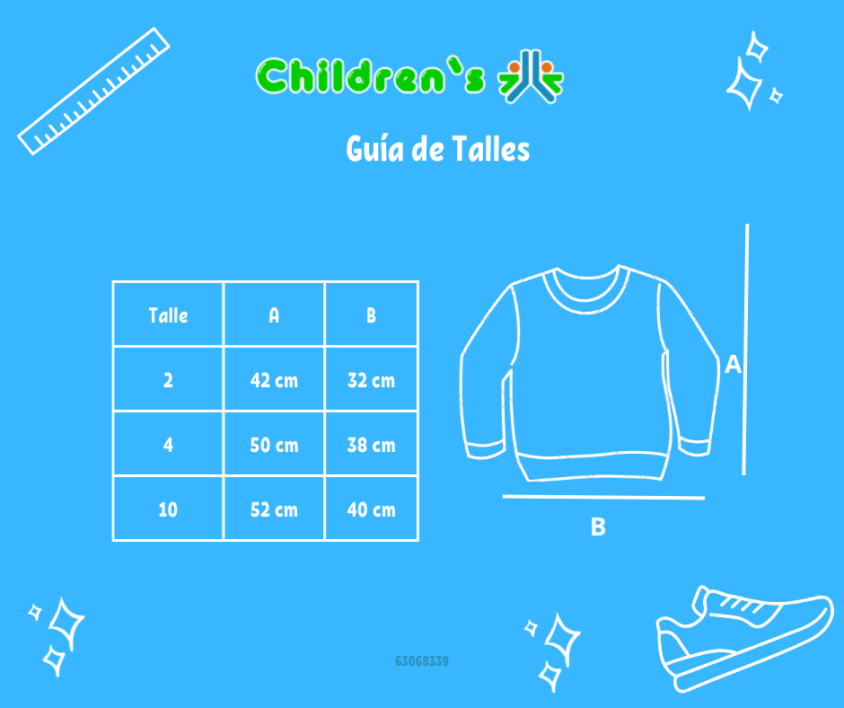 Tabla de talles — Buzo de Algodon Frizado Estampado Jean
