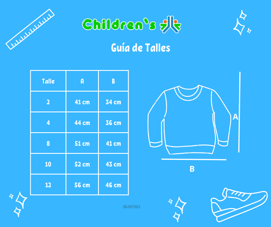 Tabla de talles — Buzo de Algodon Frizado Sin Capucha Estampado Aguila Calavera