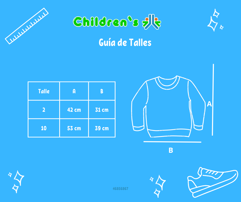 Tabla de talles — Buzo de Algodon Frizado Estampado Metalizado Lovely