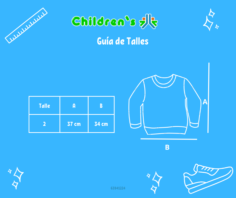 Tabla de talles — Buzo de Algodon Frizado Estampado 1 "League"