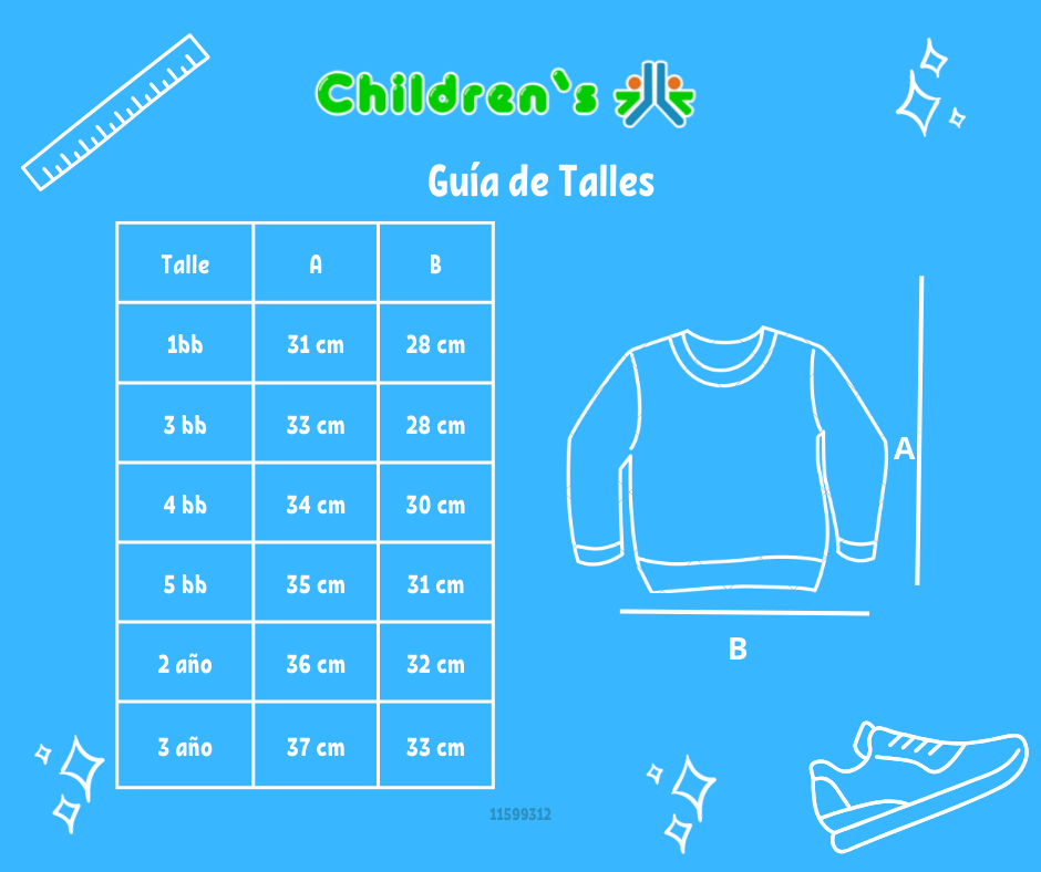 Tabla de talles — Buzo de Algodon Frizado Liso