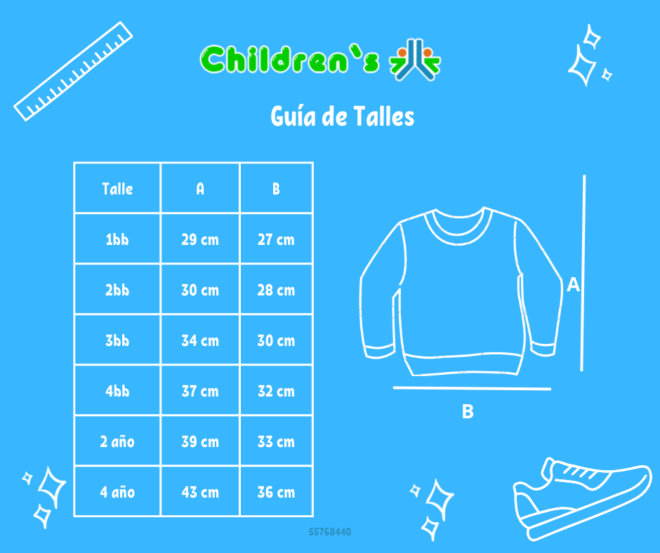 Tabla de talles — Buzo de Algodon Frizado Estampado Osos "A"
