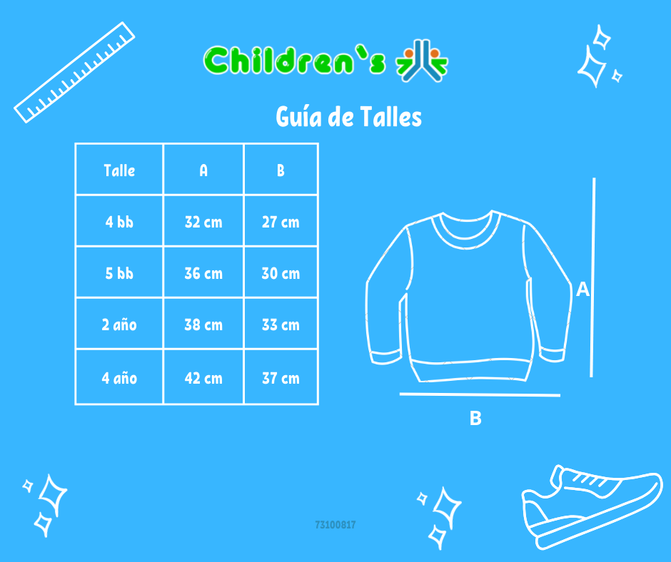Tabla de talles — Buzo de Algodon Frizado Con Aplique de Dragon