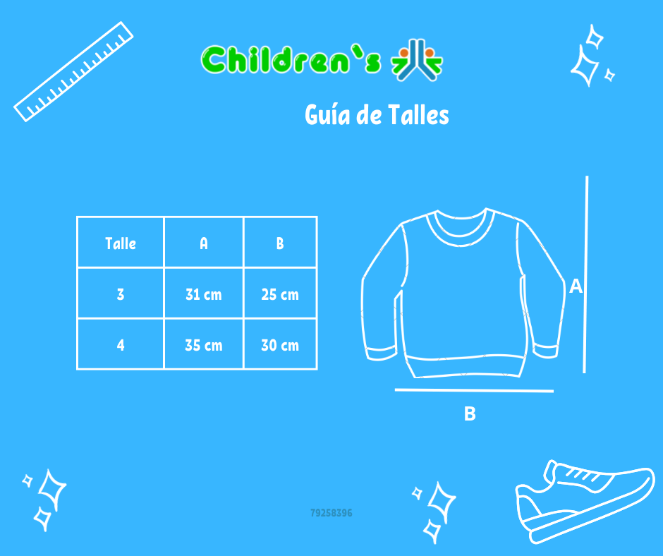 Tabla de talles — Buzo de Algodon Frizado Con Aplique de Gato