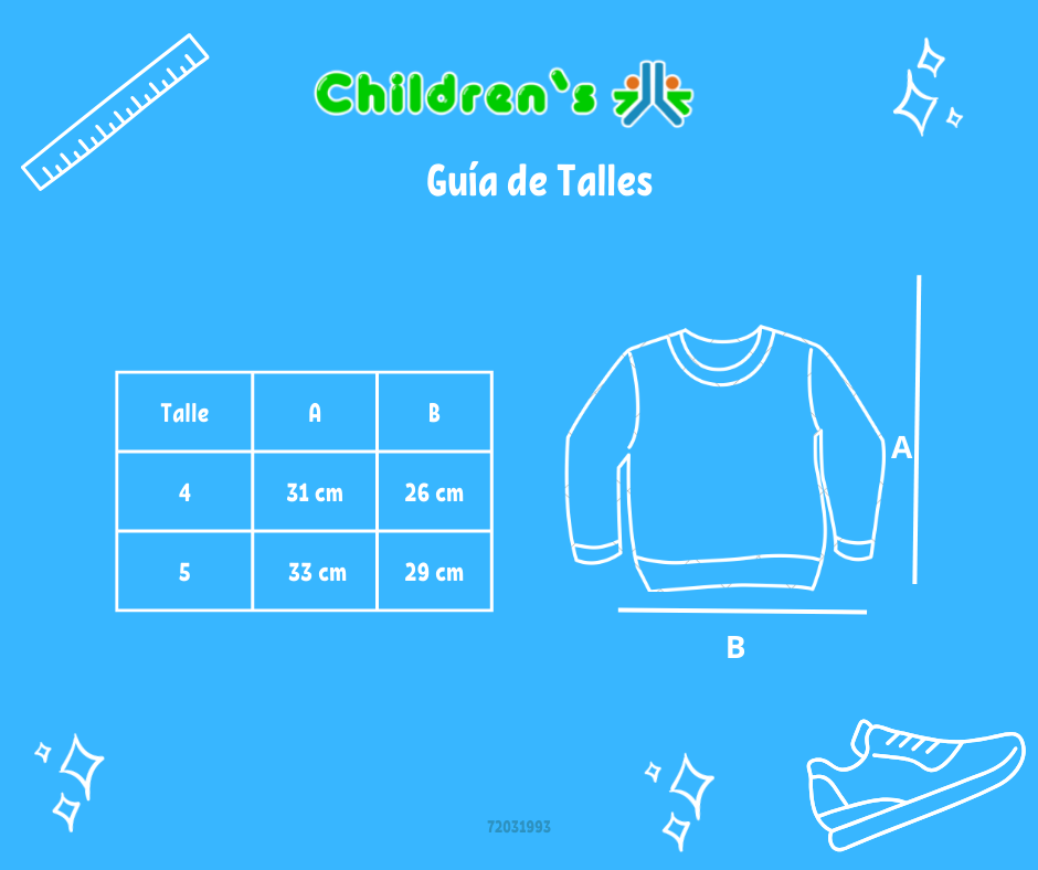 Tabla de talles — Buzo de Algodon Frizado Con Aplique de Hipopotamo
