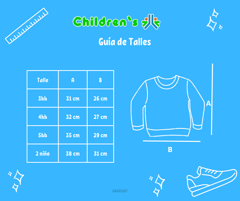 Tabla de talles — Buzo de Algodon Frizado Con Aplique de Dinosaurio