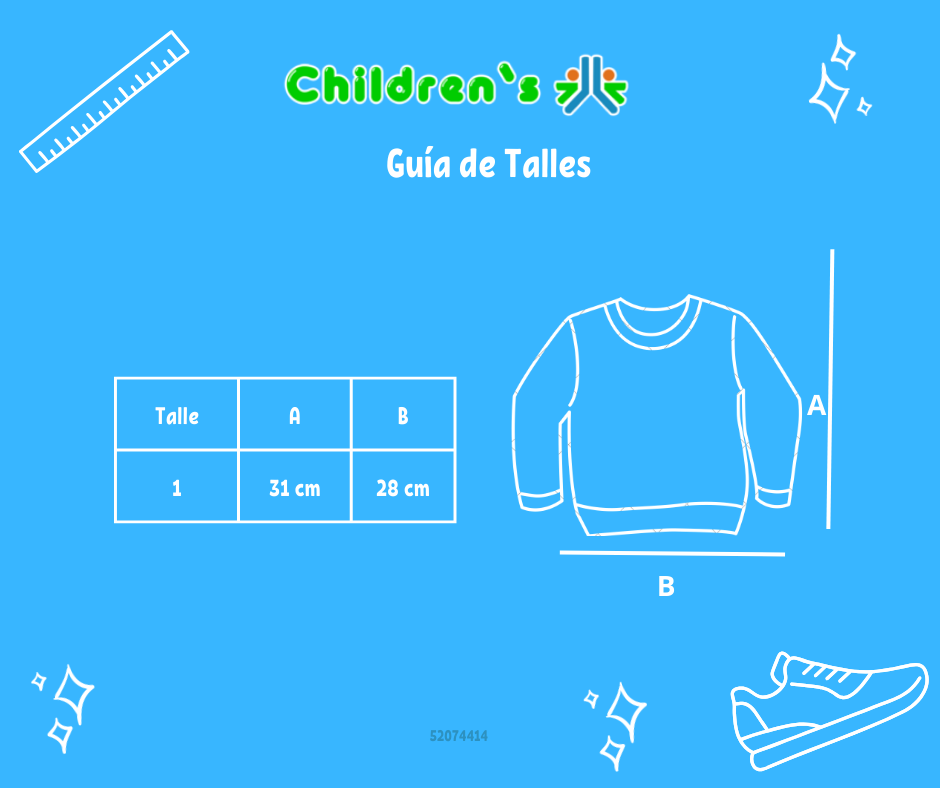 Tabla de talles — Buzo de Algodon Frizado Con Aplique de Dinosaurio