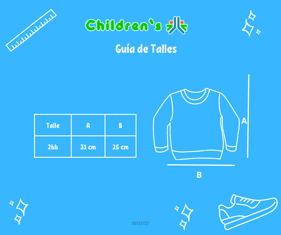Tabla de talles — Buzo de Algodon Frizado Liso con cintura elastizada