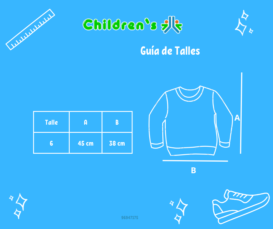 Tabla de talles — Buzo de Algodon Frizado Sin Capucha Con Bolsillo
