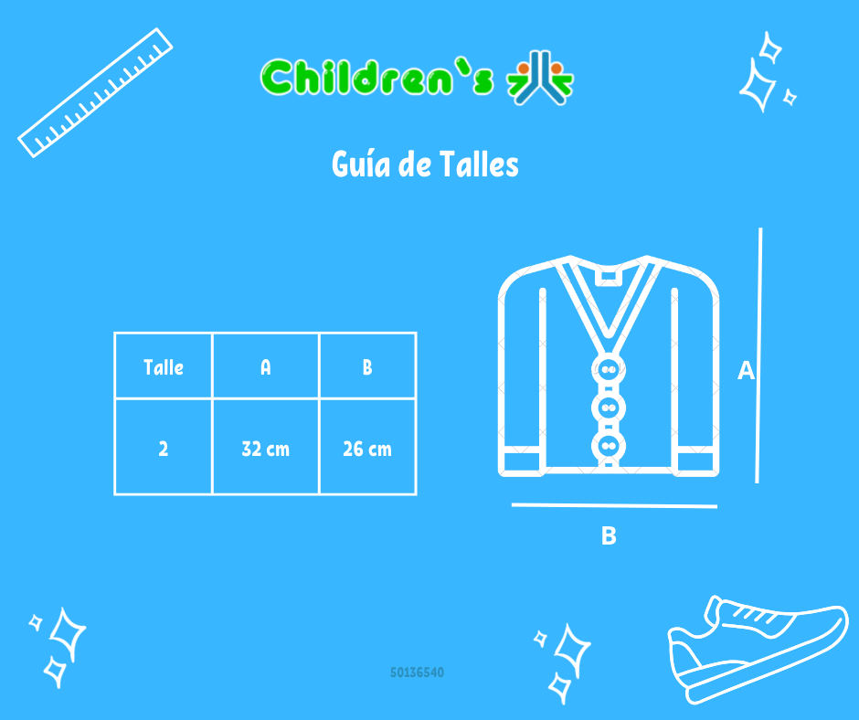Tabla de talles — Saquito Tejido Cashmilon Escote V Bordado