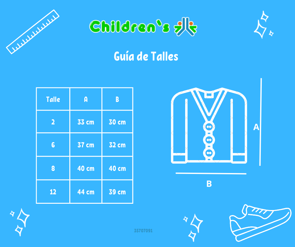 Tabla de talles — Saquito Tejido Cashmilon Calado con Borde Bordado