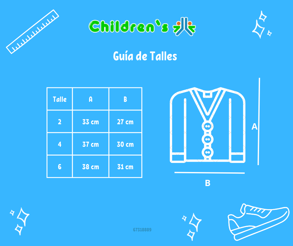 Tabla de talles — Saquito Cashmilon  Tejido con  Flores Bordadas