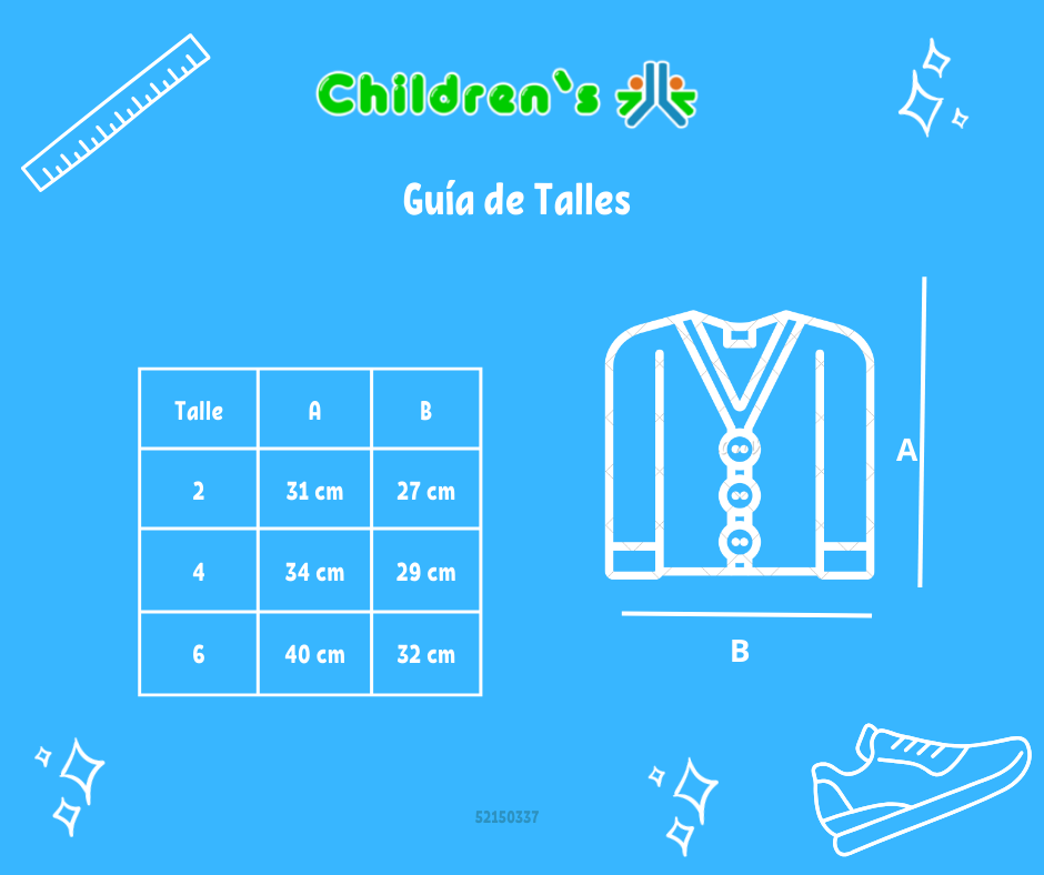 Tabla de talles — Saco Tejido Bordado Boton Strass