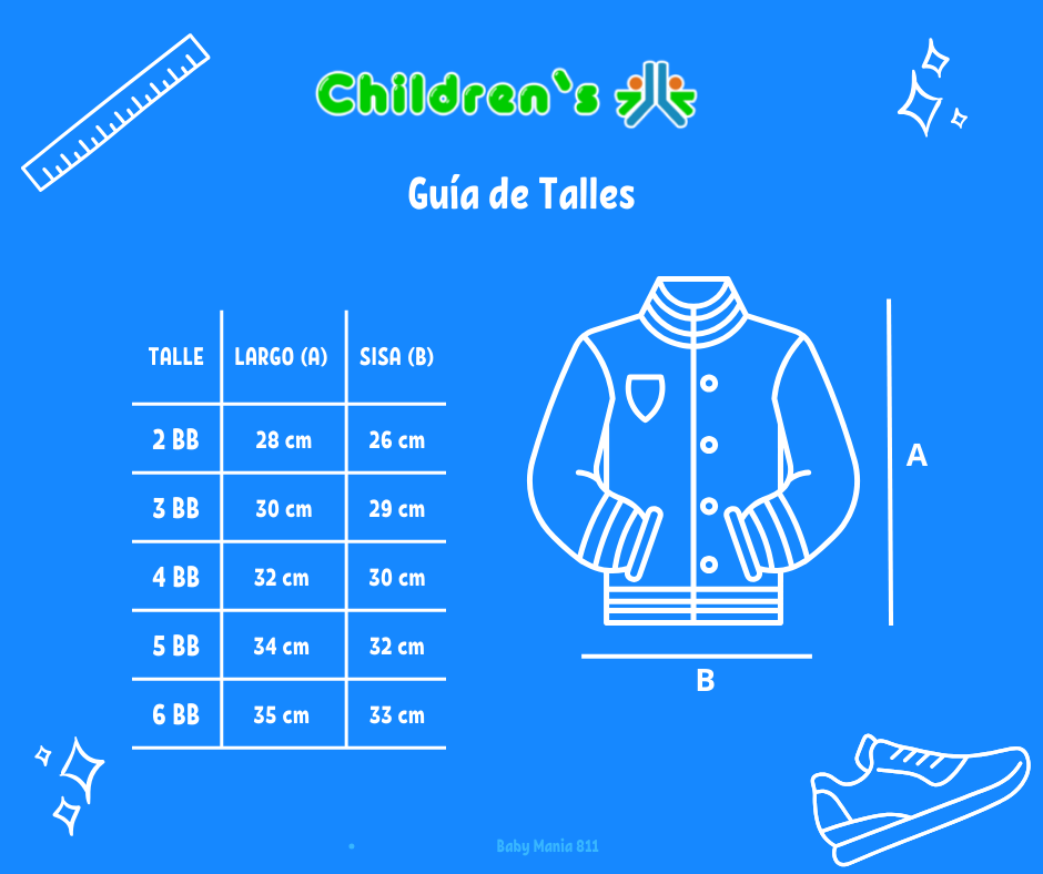 Tabla de talles — Campera Piel Con Capucha