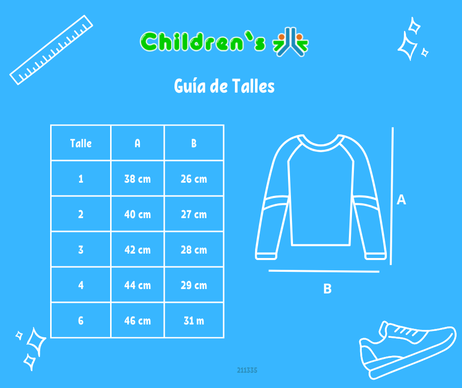 Tabla de talles — Remera Manga Larga nena escoces Algodon Modal