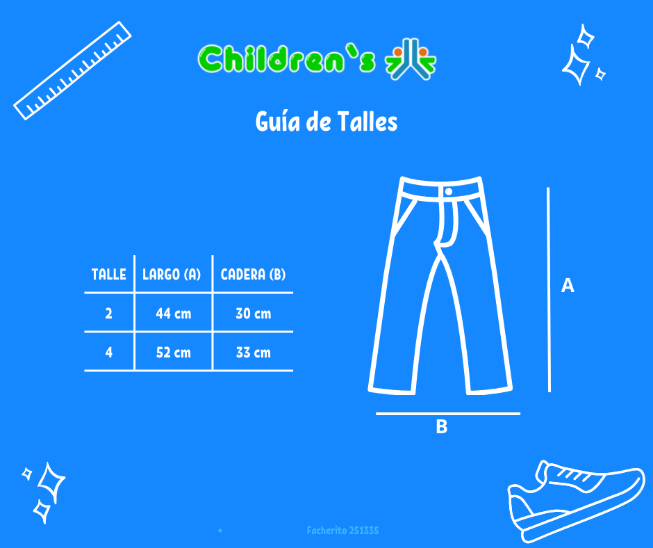 Tabla de talles — Pantalon de Corderoy Bordado Corazon