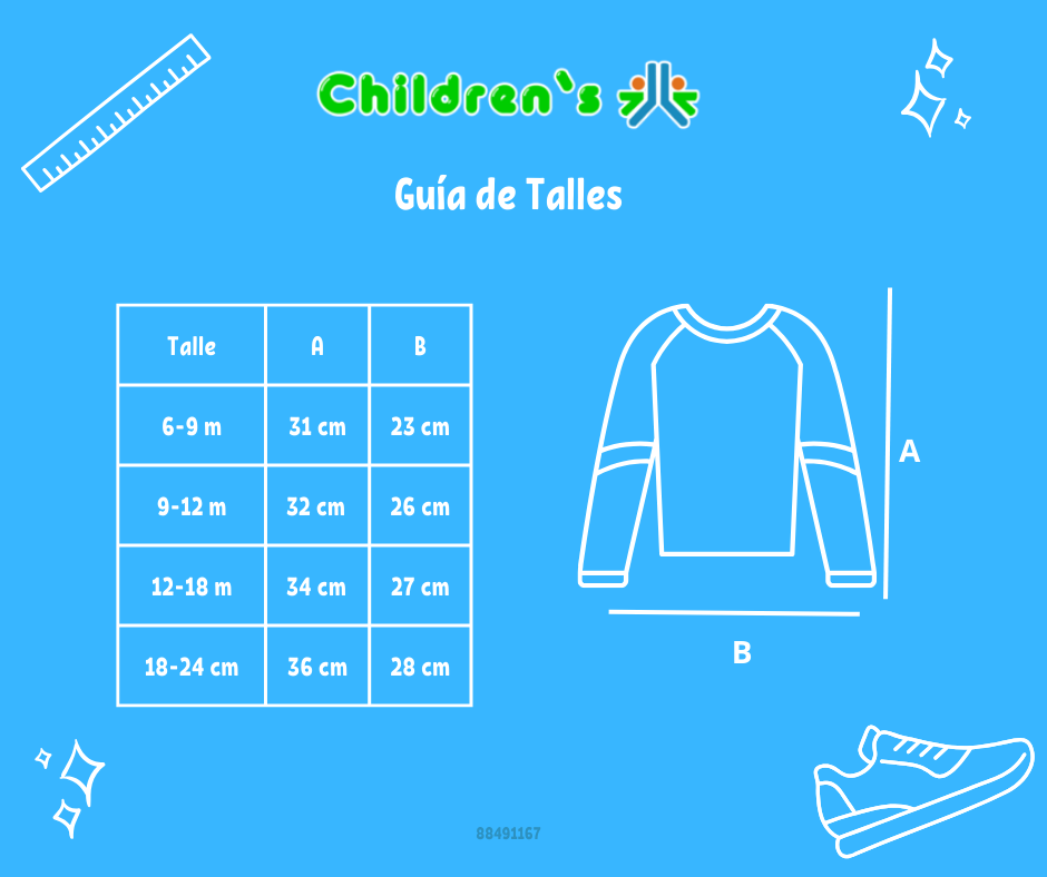 Tabla de talles — Remera Manga Larga Estampada Con Manga Rayada