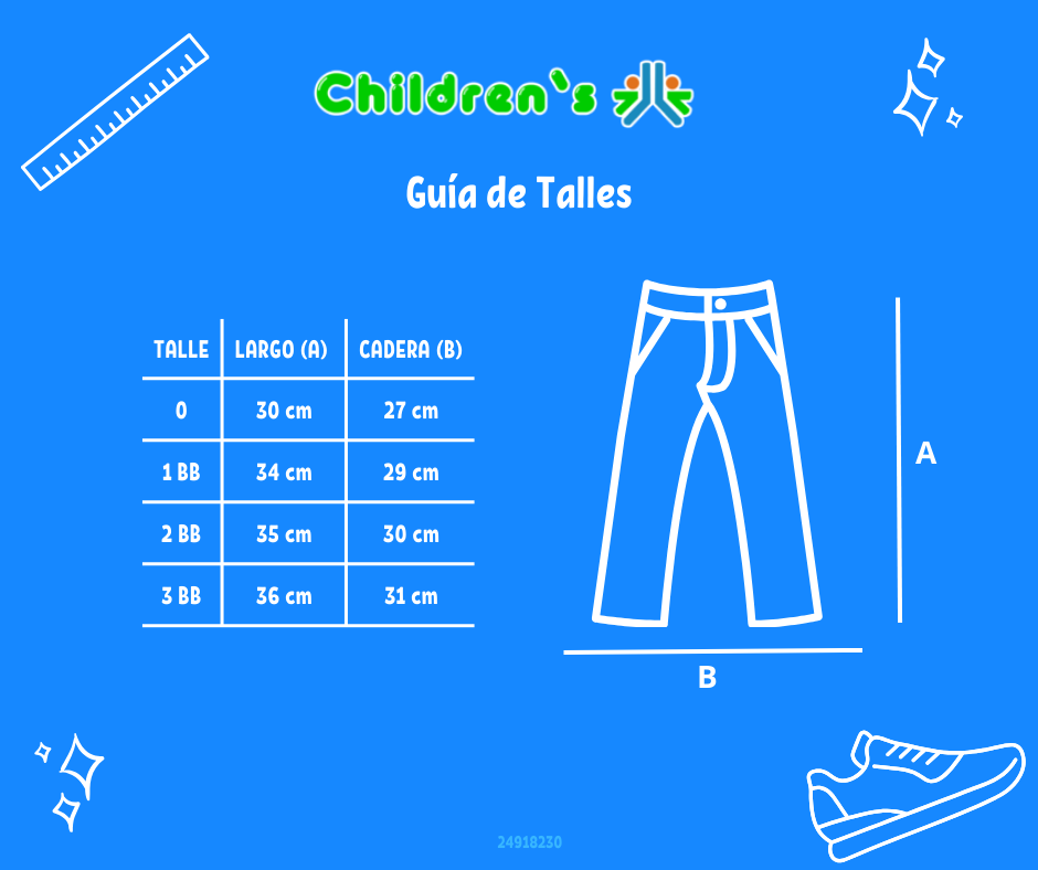 Tabla de talles — Pantalon Corderoy con cintura elastizasa y Puño