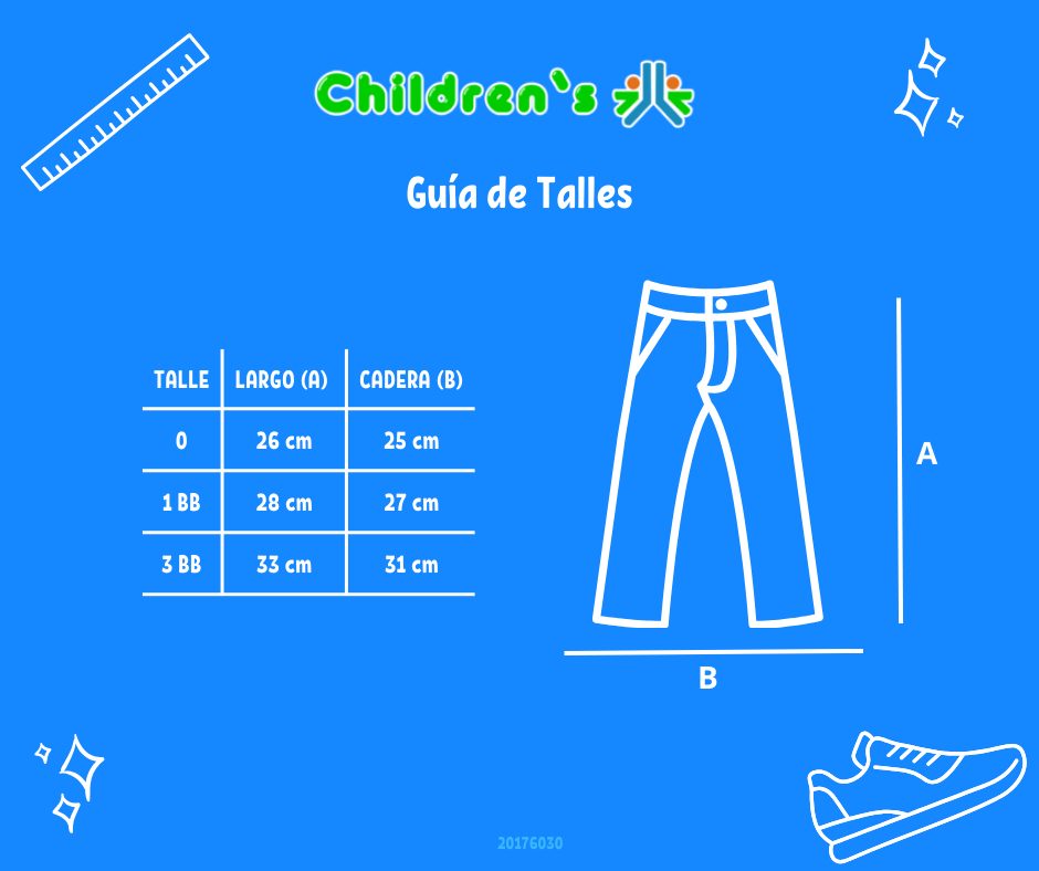 Tabla de talles — Pantalon de Corderoy con Puño y Bolsillo Cargo Tipo Gaucho