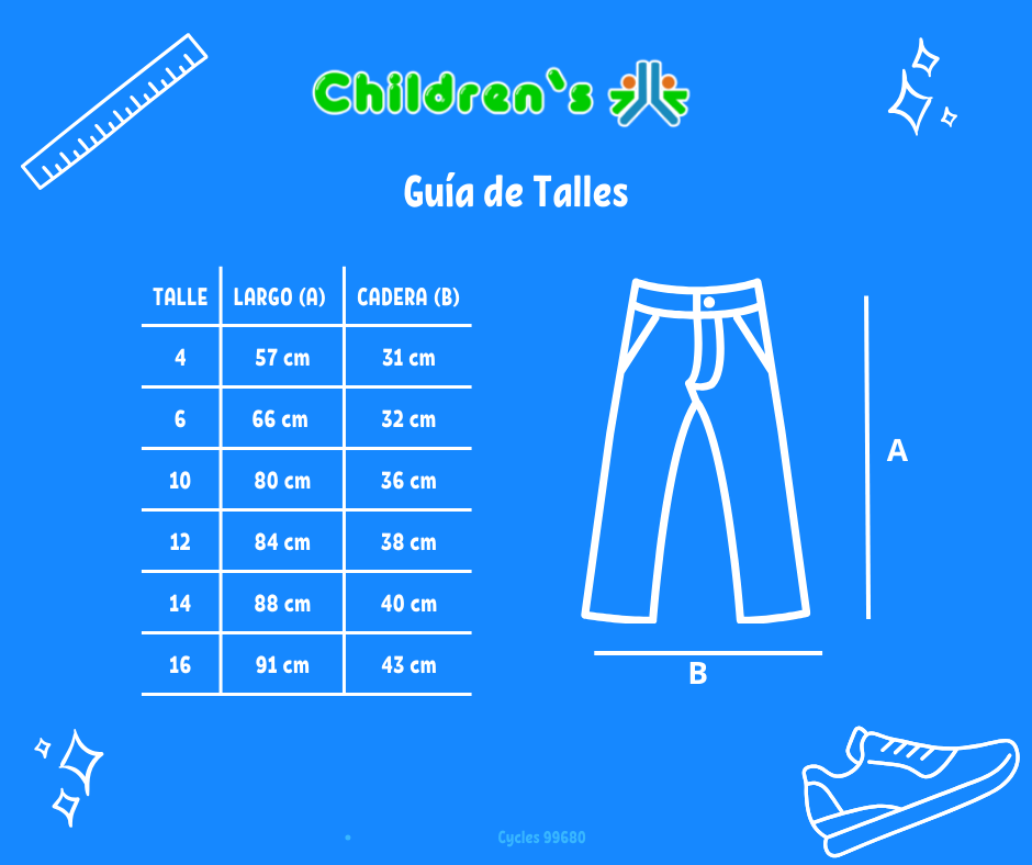 Tabla de talles — Pantalon de Corderoy Clasico Bordado