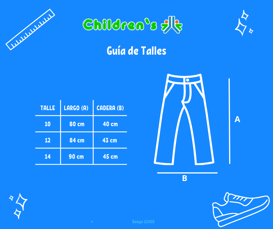 Tabla de talles — Pantalon de Corderoy con Bolsillo Cargo Bordado