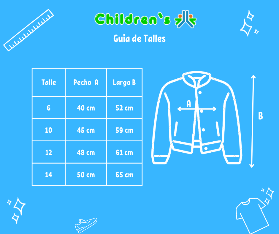 Tabla de talles — Campera de Jean con Cordero Interno