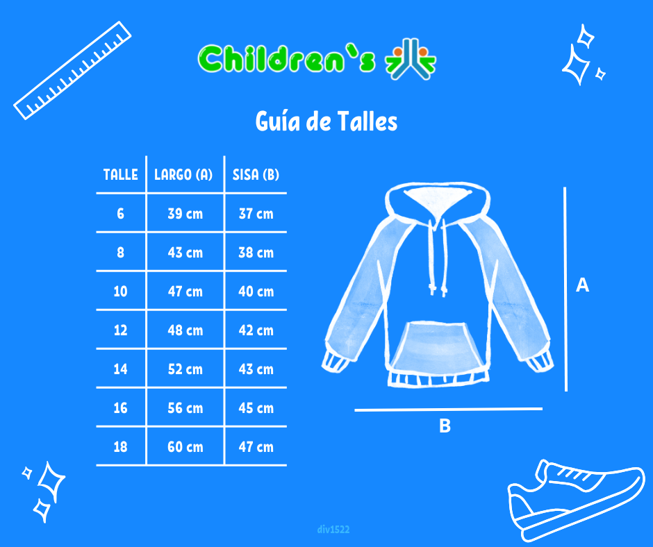 Tabla de talles — Buzo con Capucha con Tachas y Estrella