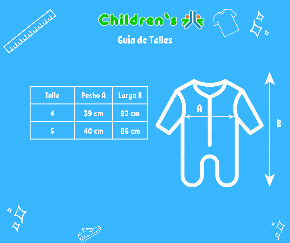 Tabla de talles — Enterito Polar Estampado Escoces con Pies de Cuerina