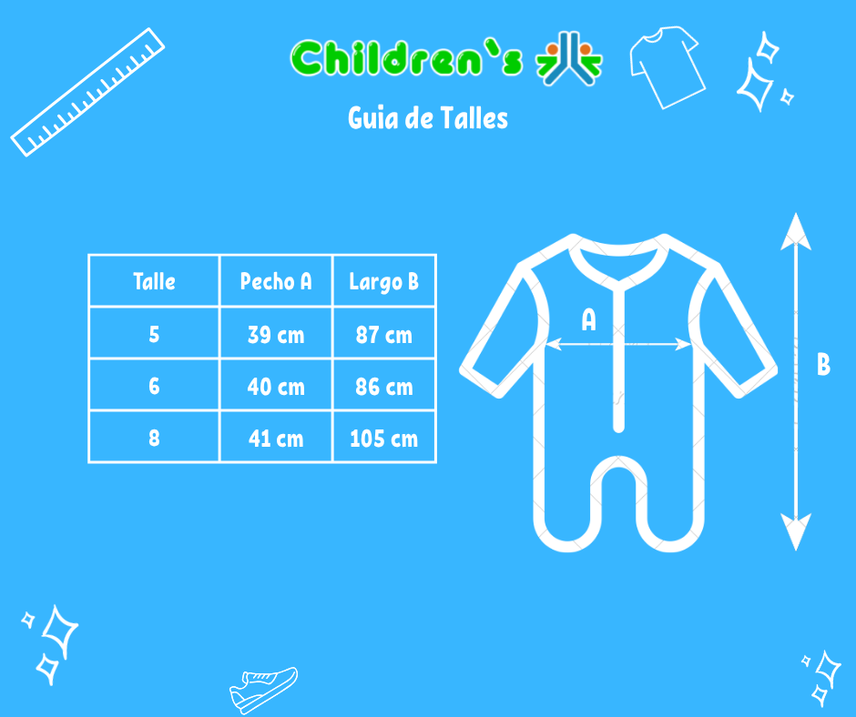 Tabla de talles — Enterito Polar Pie Cuerina Dormilón Niño