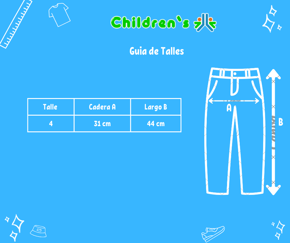 Tabla de talles — Pantalon Gabardina Cargo Recto