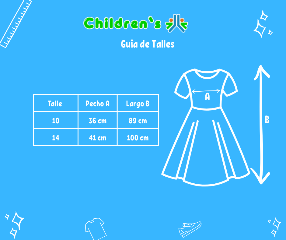 Tabla de talles — Vestido de Comunión Falda Bordada