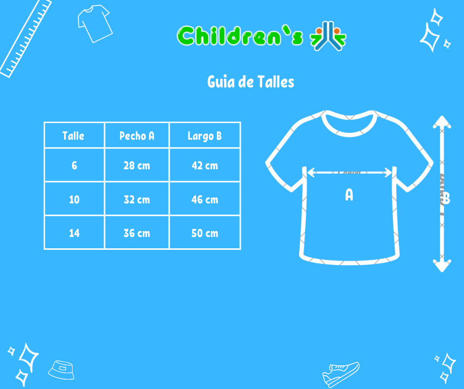 Tabla de talles — Remera Manga Corta Estampado Brillante